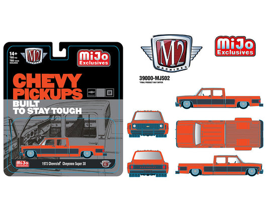 M2 Machines 1:64 1973 Chevrolet Cheyenne Super 30 Orange – Mijo Exclusives Limited Edition