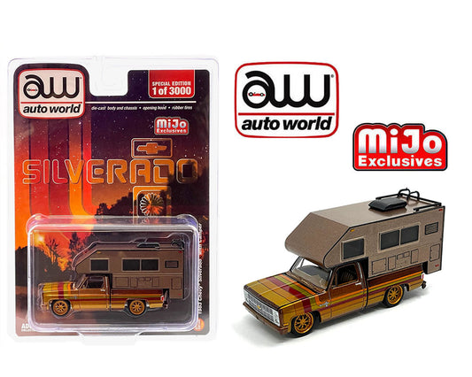 Auto World 1:64 1983 Chevrolet Silverado with Camper Limited 3,000 Pieces – Mijo Exclusives