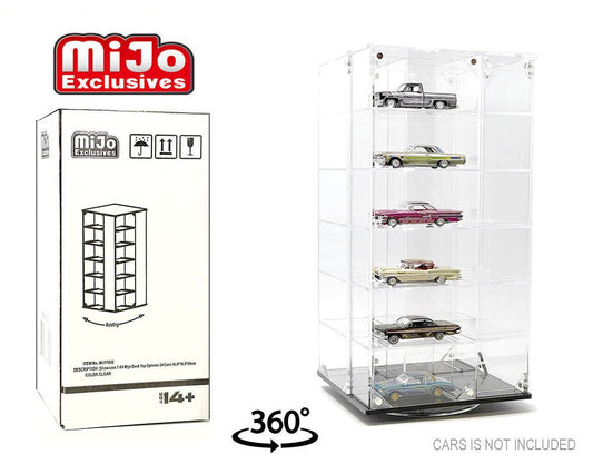 Showcase 1:64 24-Car Display Desk Top Spinner with Covers (6.5″x 6.5″x13.5″) – MiJo Exclusives