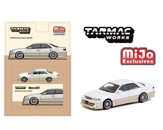 Tarmac Works 1:64 VERTEX Toyota Mark II JZX100 – White Metallic – Lamley Special – Global64 – MiJo Exclusives