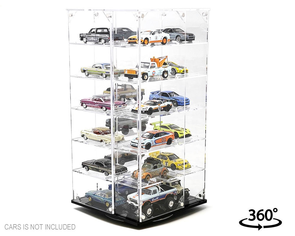 Showcase 1:64 24-Car Display Desk Top Spinner with Covers (6.5″x 6.5″x13.5″) – MiJo Exclusives