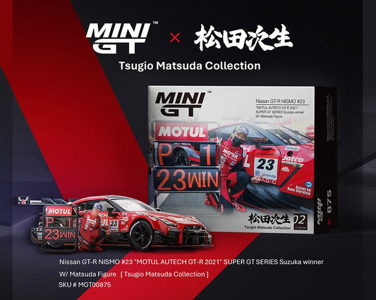 (Preorder) Mini GT 1:64 Nissan GT-R NISMO #23 “MOTUL AUTECH GT-R 2021” SUPER GT SERIES Suzuka winner W/ Matsuda Figure