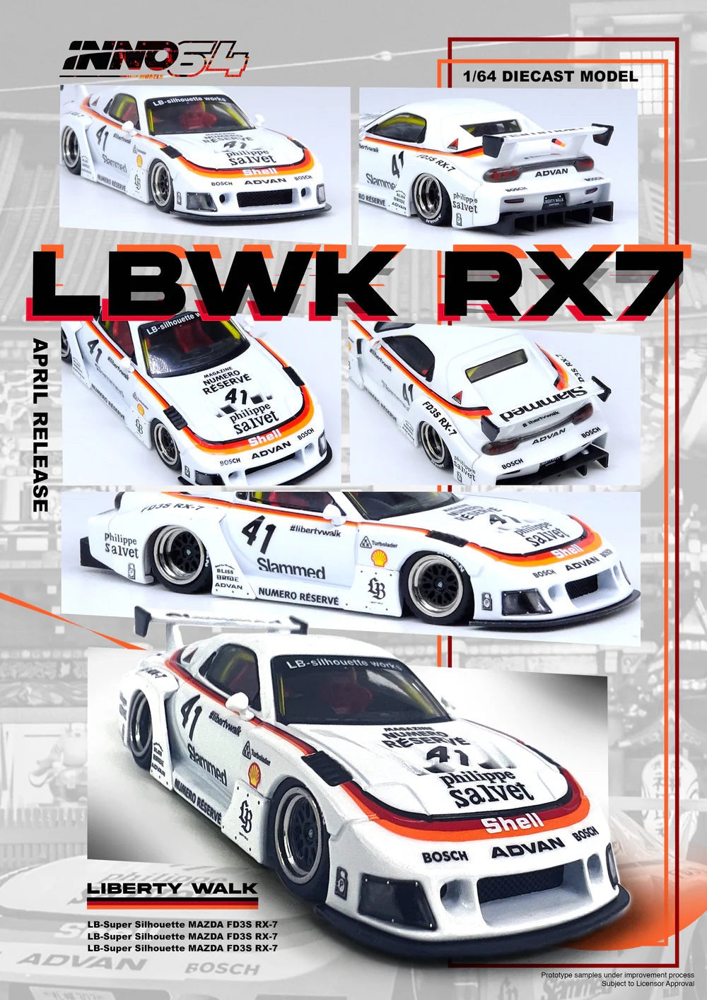 INNO64 1:64 LBWK RX7 (FD3S) LB-SUPER SILHOUETTE White – Diecasts Anonymous