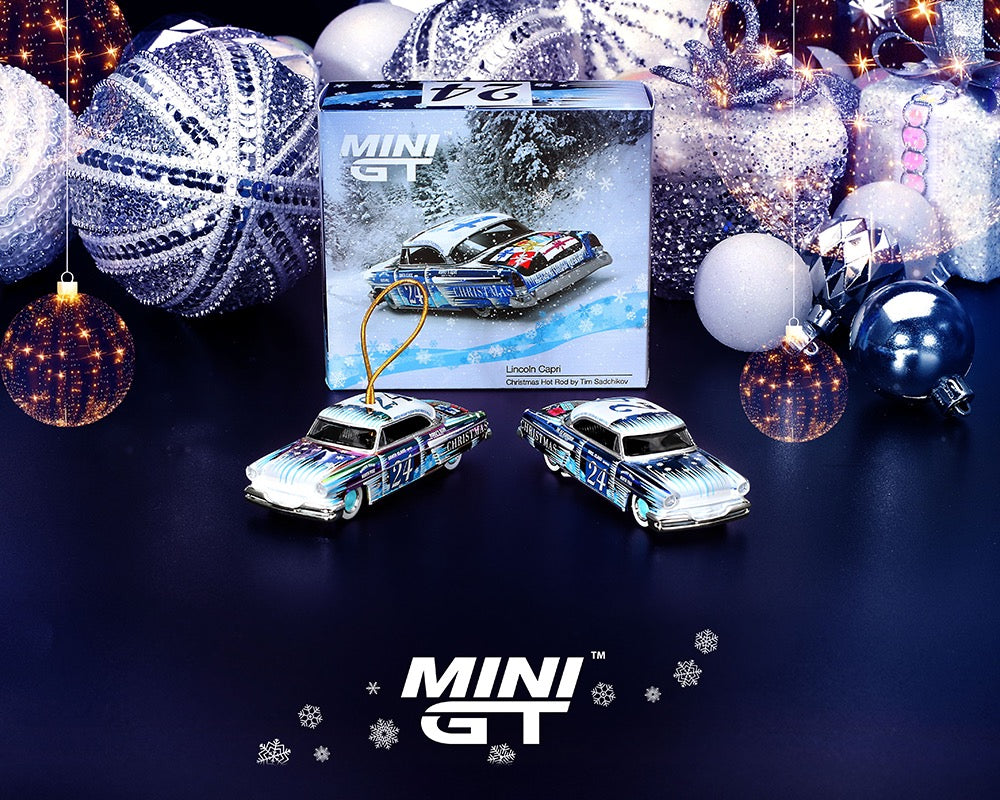 Mini GT 1:64 Lincoln Capri Christmas Hot Rod Set by Tim Sadchikov 2024 Christmas Edition Limited 9,999 Set