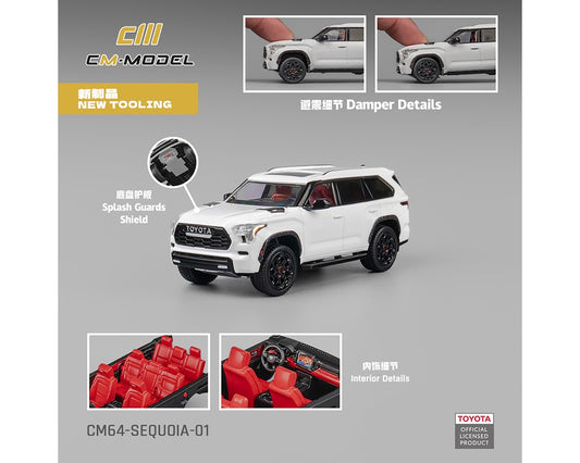 (Preorder) CM Model 1:64 Toyota Sequoia TRD PRO 2024 – White – Limited Edition