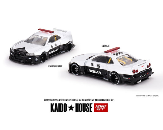 Kaido House x Mini GT 1:64 Nissan Skyline GT-R R34 Kaido Works (V2 Aero) Police