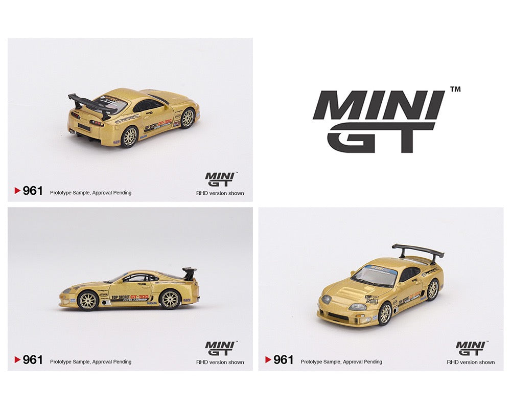 (Preorder) Mini GT 1:64 Toyota Supra (A80) Top Secret GT-300 – Top Secret Gold