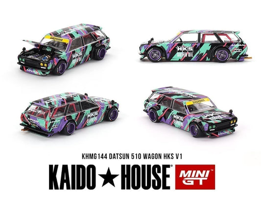 Kaido House x Mini GT 1:64 Datsun KAIDO 510 Wagon HKS V1 – Oil Splash Pattern