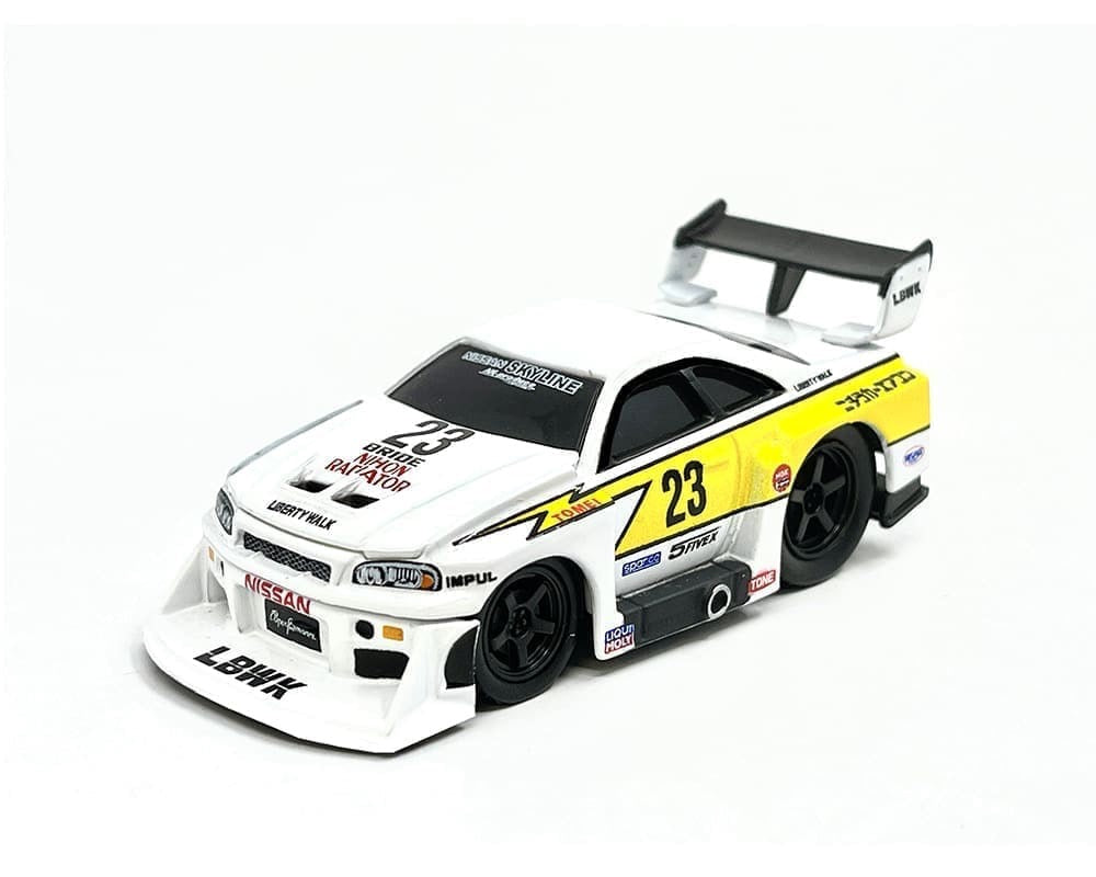 Muscle Machines 1:64 LBWK Nissan GT-R R34 Super Silhouette Skyline – White – Mijo Exclusives