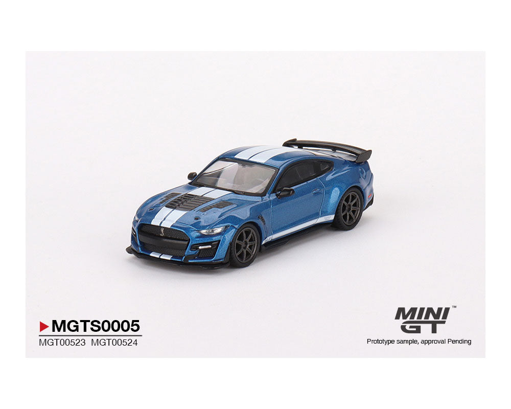 Mini GT 1:64 SHELBY Transporter Set – Shelby GT500 SE Widebody (Ford Performance Blue) & Western Star 49X w/ Racing Transporter Shelby America – MiJo Exclusives