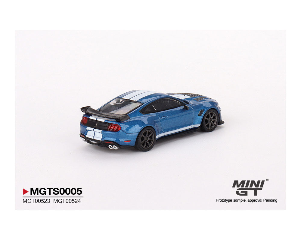 Mini GT 1:64 SHELBY Transporter Set – Shelby GT500 SE Widebody (Ford Performance Blue) & Western Star 49X w/ Racing Transporter Shelby America – MiJo Exclusives